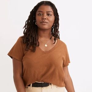 Madewell Softfade Cotton V-Neck Crop Tee Size small